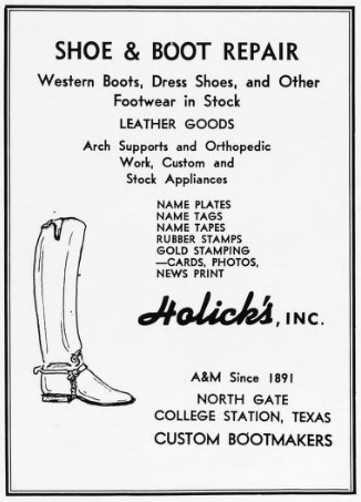 advertisement for Holick's Boots