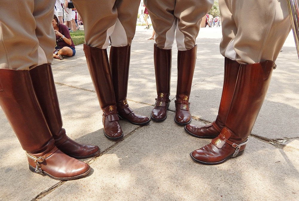 Texas A&M Corps of Cadets members in senior boots
